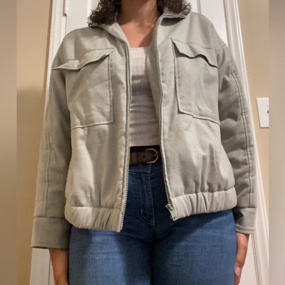 Green Zip Up Jacket, Warm, Winter, Size XL